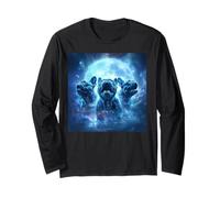 Cute Pugs Howling to The Moon Halloween 90s Gen Y Style Manga Larga