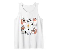 Cute Pumpkin Ghost Boo Cat Bats Pattern Halloween Camiseta sin Mangas