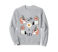 Cute Pumpkin Ghost Boo Cat Bats Pattern Halloween Sudadera