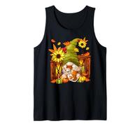 Cute Pumpkin Spice GNOME and Autumn Leaves Pattern For Fall Camiseta sin Mangas