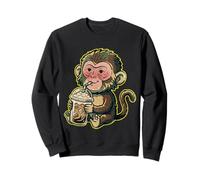 Cute Punch The Monkey Japón Bebiendo café Helado Sudadera