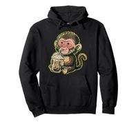 Cute Punch The Monkey Japón Bebiendo café Helado Sudadera con Capucha