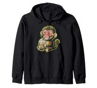 Cute Punch The Monkey Japón Bebiendo café Helado Sudadera con Capucha