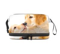 Cute Puppies - Bolsa de cosméticos de doble capa para mujeres y niñas, neceser de viaje para maquillaje, práctica bolsa organizadora con compartimento para cepillos, multicolor, 27x15x14