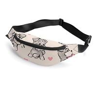 Cute Puppies Cute Cartoon Fox Hare Mushrooms Leaves Fanny Pack, Adult Kids Sport Riñonera para Hombres y Mujeres