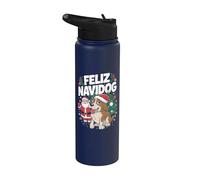 Cute Puppy Juego de palabras de Navidad - Feliz Navidog Dog Stainless Steel Insulated Water Bottle