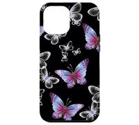 Cute Purple and Blue Butterfly Pattern Nature On Black Carcasa para iPhone 12 Pro MAX