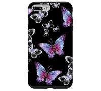 Cute Purple and Blue Butterfly Pattern Nature On Black Carcasa para iPhone 7 Plus/8 Plus