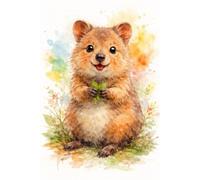 Cute Quokka Grid Notebook - Adorable Watercolor Quokka Holding a Leaf | Pastel Aesthetic Animal Cover | Grid Paper Notebook 6x9 Inch, 120 Pages | ... Planning, Bullet Journaling & Creative