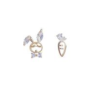 Cute Rabbit Carrot Stud For Women Fashion 925 Needle Asymmetric Small Party Jewelry High-End Earrings