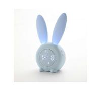 Cute Rabbit Shape Induction Alarm Clock, Intelligent Automatic Breathing Light Setting, Automatic Time/Date/Temperature Display, Voice Control or Sha