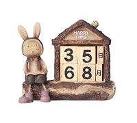 Cute Rabbit Wooden Block Calendar | DIY Cartoon Home & Office Desk Decor | Synthetic Frame with Adjustable Date Blocks for Living Room/Bedroom/Study