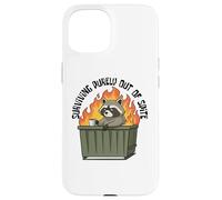 Cute Raccoon Dumpster Fire Surviving Purely out of Spite Carcasa para iPhone 15
