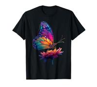 Cute Rainbow Butterfly Insects Lovers Flores Camiseta