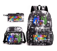 Cute Rainbow Friends - Mochila infantil de 3 piezas de 17 pulgadas + bolsa + estuche para bolígrafos, adecuada para la escuela diaria y uso al aire libre, A1, L