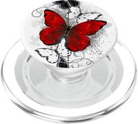 Cute Red Black & White Butterfly Phone Grip with Butterflies PopSockets PopGrip para MagSafe