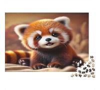 Cute Red Panda Cub 100% Recycled Cardboard Cute Red Panda 1000 Piece Puzzle for Adults The Impossible Challenge Fun Present 52x38cm/1000pcs