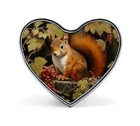 Cute Red Squirrel Brooch Pins Heart Badge Collar Lapel Pins Dress Coat Accessories for Women Men