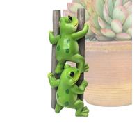 Cute Resin Frog Sculpture Climbing Ladder Garden Patio Ornament Decor