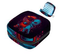 Cute Robots and Aliens - Bolsa de almacenamiento de servilletas sanitarias, bolsa grande para copa menstrual con cremallera, bolsa de almohadillas para el período, bolsa para almacenar panty forros,