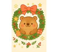 Cute Rock Hyrax in Christmas Wreath Notebook - Festive Kawaii Animal Journal | Holly & Gifts Cover | Lined Composition Notebook 6x9 Inch 120 Pages ... Stationery for Kids, Students, Teens & Adults