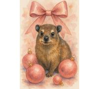 Cute Rock Hyrax Notebook - Christmas Hyrax with Pink Bow & Holiday Ornaments Cover | Kawaii Cozy Winter Animal Journal | Lined Notebook 6x9 Inch, 120 ... for Notes, Writing, School & Everyday Use