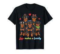 Cute Rottweiler Dog Together Love Hace Una Reunión Familiar Camiseta
