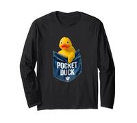 Cute Rubber Duck In Pocket Shirt Funny Pocket Duck Graphic Manga Larga