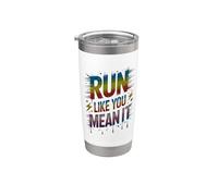 Cute RUN LIKE YOU mean IT Let Games Begin Field Day Maratón Vaso térmico de acero inoxidable de doble pared