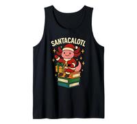 Cute Santacalotl Santa Claus Axolotl Reading Books Christmas Camiseta sin Mangas