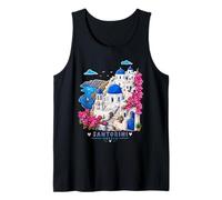 Cute Santorini Island Greek Village Grecia Viajes Vacaciones Camiseta sin Mangas
