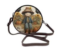 Cute Scarecrow My Autumn Sunflowers Crows - Bolso cruzado redondo de piel para mujer