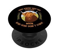 Cute Scottish Highland Cow - Bad Hair Don´t Care PopSockets PopGrip Adhesivo