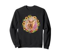 Cute Scottish Highland Cow Calf Cow Print with Sunflower Sudadera