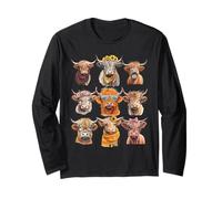 Cute Scottish Highland Cow Pattern For Teacher Cow Lovers Manga Larga