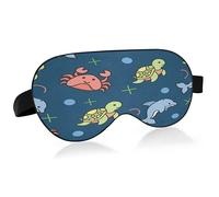 Cute Sea Animals Sleep Mask Lightweight Soft Breathable Eye Mask with Adjustable Strap Blackout Eye Mask for Women Men for Travel Night Sleeping