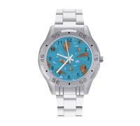 Cute Sea Otters - Reloj analógico de cuarzo para hombre, correa de acero inoxidable, reloj de pulsera de negocios