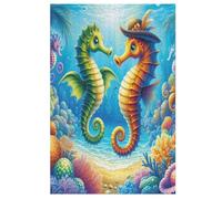 Cute SeaCheval Puzzle De 1000 Piezas De Madera Para Niños Adultos, Puzzles De Material Reciclado De Calidad Superior (78×53cm)