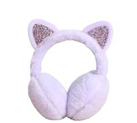 Cute Sequin Plush Cat Ear Earmuffs Women Earflap Warmers Outdoor Fluffy Headband Cover(Color3)