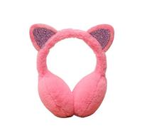 Cute Sequin Plush Cat Ear Earmuffs Women Earflap Warmers Outdoor Fluffy Headband Cover(Rose Red)