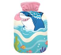 Cute Shark Baby Shower - Bolsa de agua caliente con funda suave, bolsa de agua caliente de 2 L para alivio del dolor de cuello y hombros