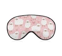 Cute Sheep and Hearts Sleep Mask Blindfold Stars and Dots Pink Ajustable Super-Smooth Soft Eye Mask Cover para Hombres Mujeres Viajes y siesta