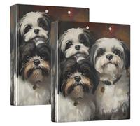 Cute Shih Tzu Dogs - Carpeta de 3 anillos de 1.5 pulgadas, carpeta flexible de anillos en D con bolsillos, carpetas de 3 anillos para escuela, universidad, oficina (paquete de 2)