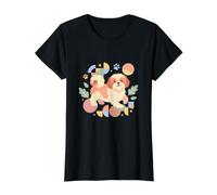 Cute Shih Tzu Owners Colorful Puppy Lover Camiseta gráfica económica, Mujer, Negro, XS