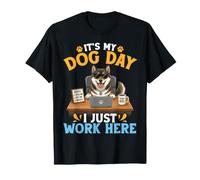 Cute Shikoku Dog Boss It's My Dog Day I Just Work Here Camiseta