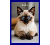 Cute Siamese Cat Notebook: Lined Journal with Date Space | 110 Pages | Stylish Blue Cover | Perfect Gift for Cat Lovers