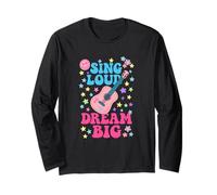 Cute Sing Loud Dream - Música pastel de guitarra grande y linda para niños Manga Larga