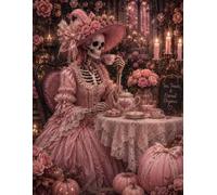 Cute Skeleton Notebook - Vintage Halloween Journal for Writing and Notes: An Elegant Tea Party Design with Roses, Candles and Enchanted Autumn Charm