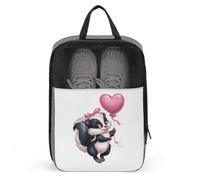 Cute Skunk Holding A Pink Heart Shaped Balloon Shoe Bag for Travel Daily Use Anti-Dust Storage Carrier Golf Shoe Pouch
