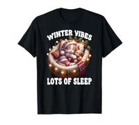 Cute Sleeping Cat For Christmas Lover Cozy Winter Kitten Mom Camiseta